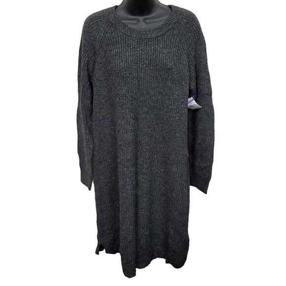 Madewell Pullover Rib Knit Wool Blend Dress Size Large in Flecked Charcoal NWT - Picture 1 of 6